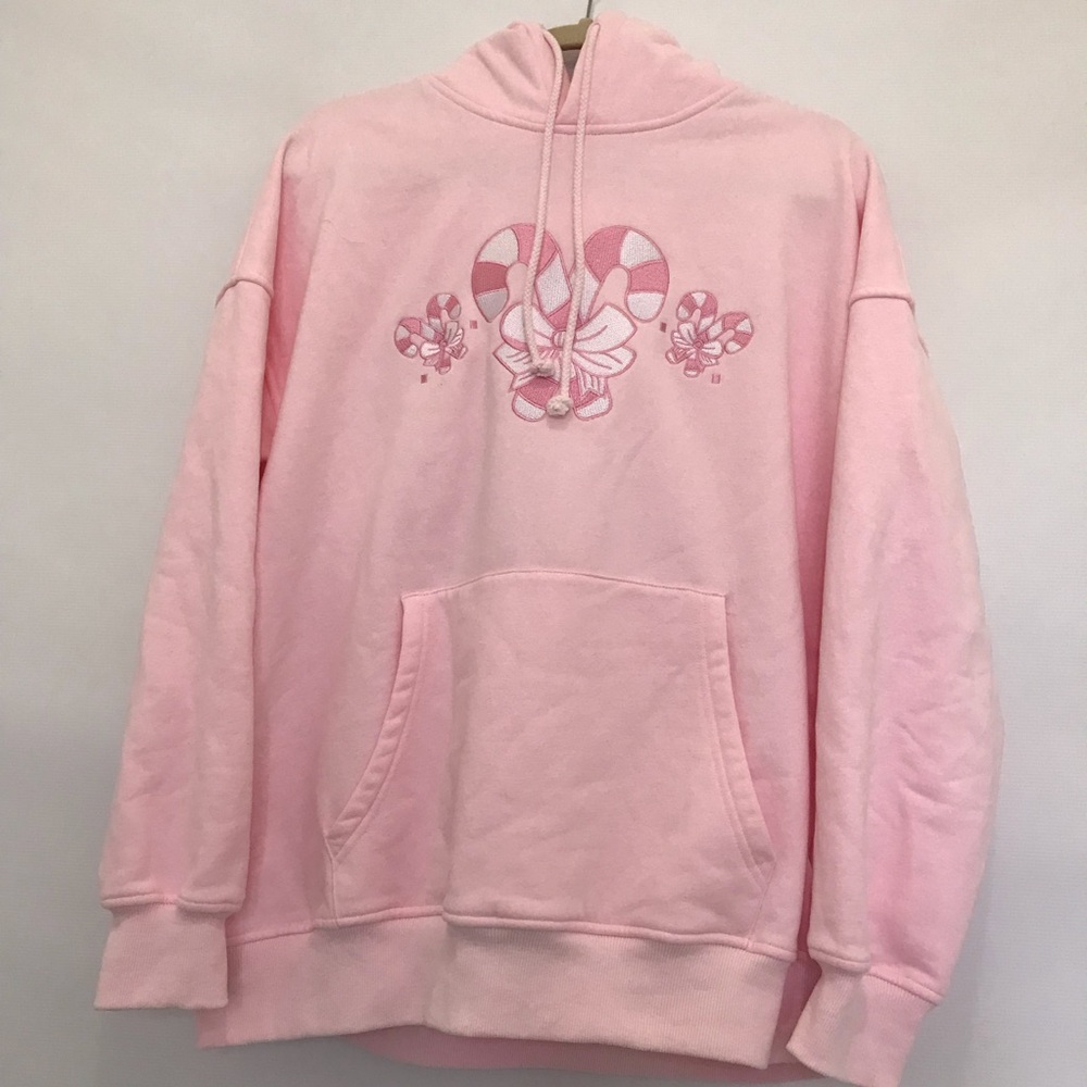 Sumkissed Light Pink Candy Cane Wonderland Hoodie Size M